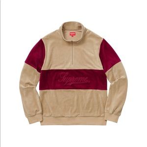 Supreme Velour Half Zip pullover KHAKI